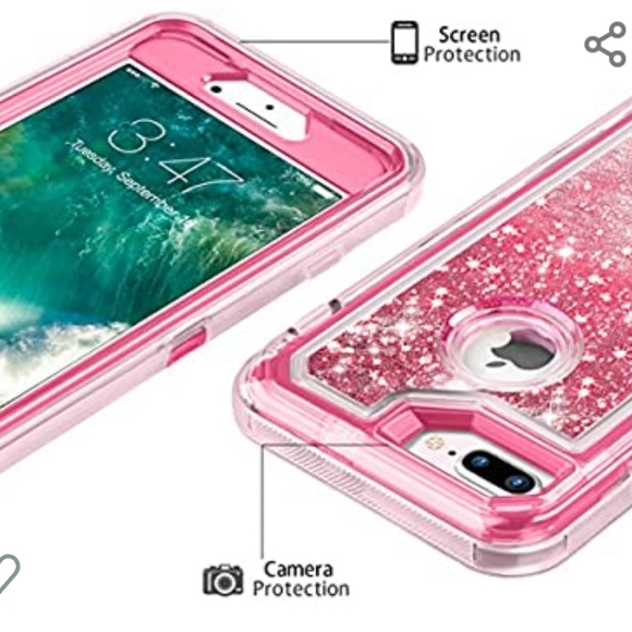 iPhone 7P 8P Pink Glitter Phone Case NWT - Picture 3 of 5